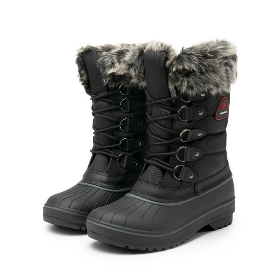 Women Waterproof Snow Boots Outdoor Mid Calf Lace Up Winter Warm Snow Boots US