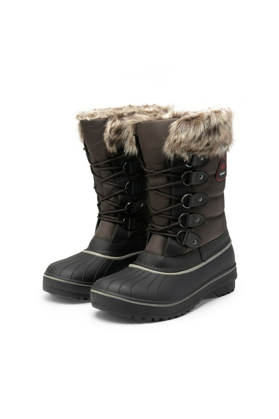 Women Waterproof Snow Boots Outdoor Mid Calf Lace Up Winter Warm Snow Boots US