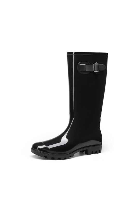 Women Wellies,Ladies' Wellington Boots for Outdoor and Fashion Side-Buckle Dog Walking Boots Knee High Boots in Rainy Day