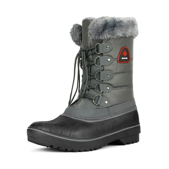 DREAM PAIRS Women Winter Mid Calf insulation Waterproof Faux Fur Snow Boots Grey Size 7
