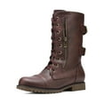 thumbnail image 1 of Generic Women's Ankle Bootie Winter Lace up Mid Calf Military Combat Boots TERRAN BURGUNDY Size 9.5, 1 of 5