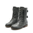 thumbnail image 1 of Burudani Women's Ankle Bootie Winter Lace up Mid Calf Military Combat Boots TERRAN GREY Size 8.5, 1 of 5