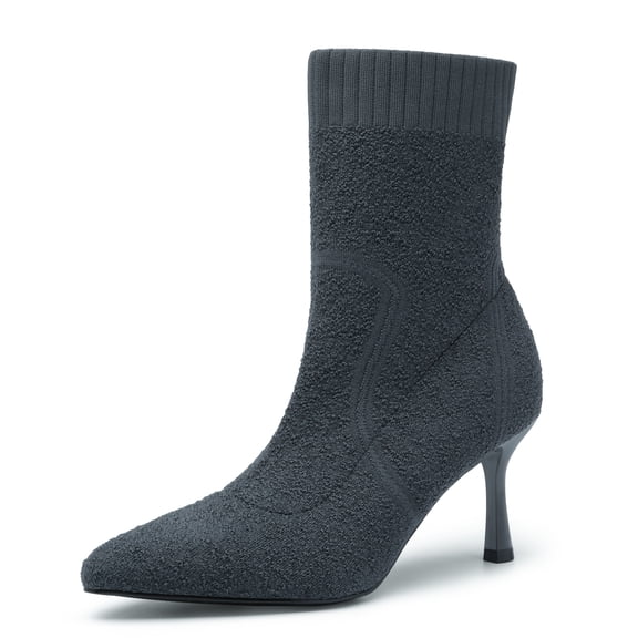 DREAM PAIRS Women's Ankle Booties Sexy Pointed Toe Stiletto Mid Heel Knit Sock Boots Shoes