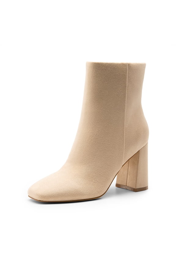 Women's Ankle Boots with Side Zip, Block Heel, Classic Chic Style for Work & Casual Outfits