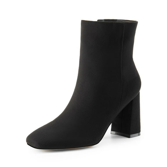 DREAM PAIRS Women's Ankle Boots with Side Zip, Block Heel, Classic Chic Style for Work & Casual Outfits