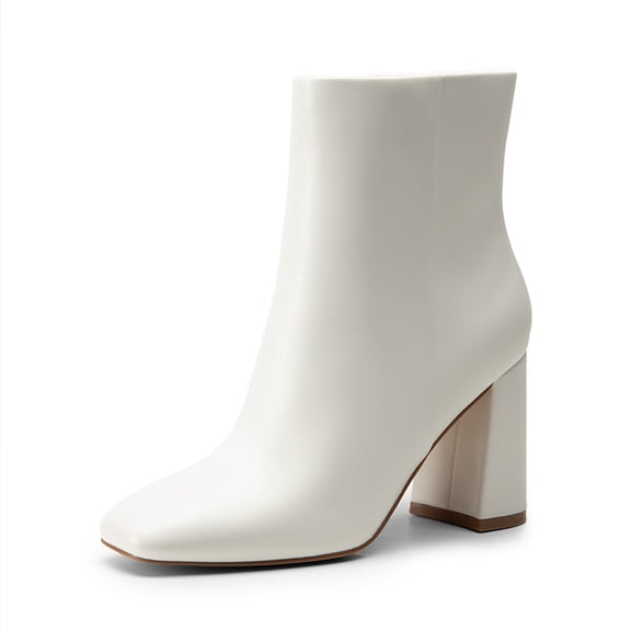 DREAM PAIRS Women's Ankle Boots with Side Zip, Block Heel, Classic Chic Style for Work & Casual Outfits