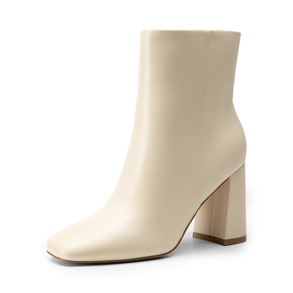DREAM PAIRS Women's Ankle Boots with Side Zip, Block Heel, Classic Chic Style for Work & Casual Outfits