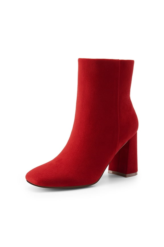 Women's Ankle Boots with Side Zip, Block Heel, Classic Chic Style for Work & Casual Outfits