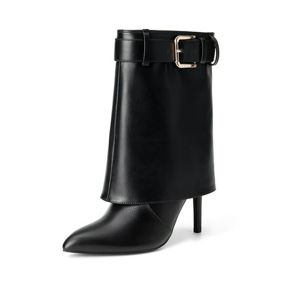 DREAM PAIRS Women's Ankle High Boots Pointed Toe Stiletto Heel Slip On Fashion Dress Boots with Buckle Strap