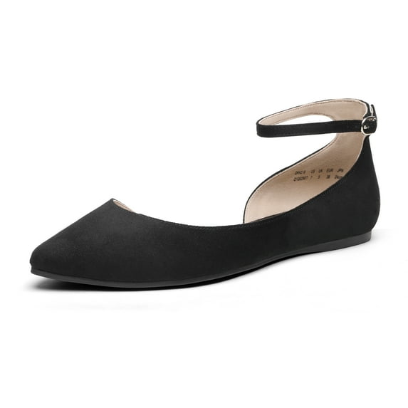 DREAM PAIRS Women’s Ankle Strap Comfortable Dress Ballet D'Orsay Flats Shoes BLACK/SUEDE DFA219 size 9