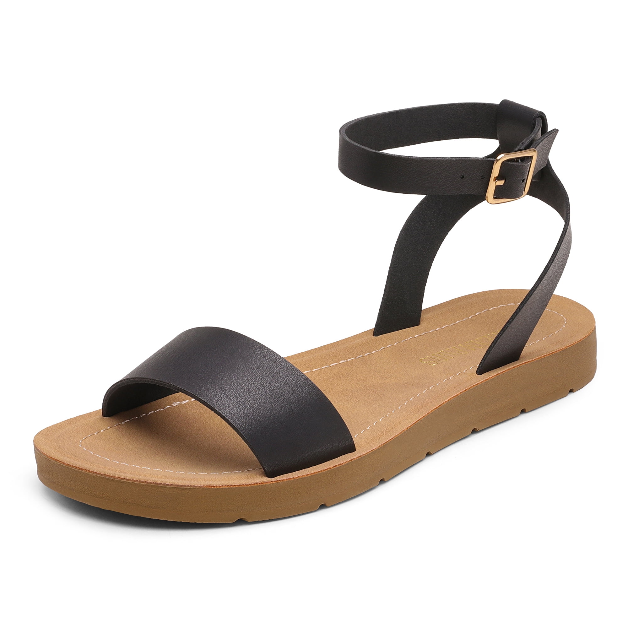 Minimal Strap Flat Sandals for Women – Ankle Buckle – Everyday Comfort Style
