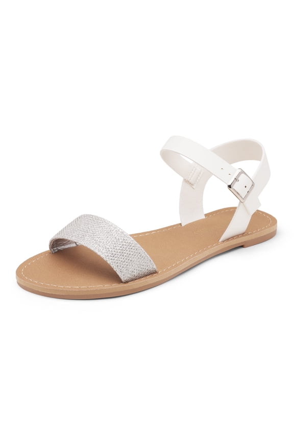 Women's Ankle Strap Flat Sandals Open Toes One Band Buckle Summer Dressy Sandals