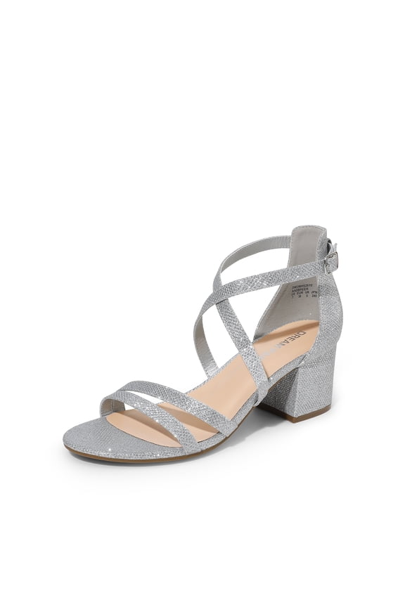 Women's Ankle Strap Low Chunky Heels Open Toe Blocked Strappy Sandals Dress Shoes for Wedding Bridal Party