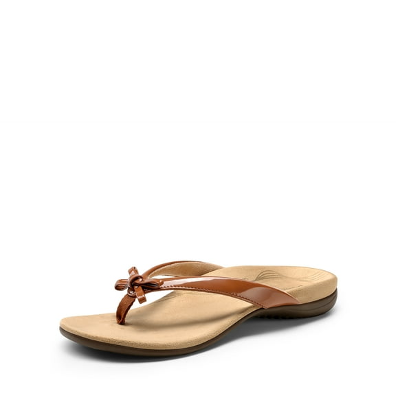 DREAM PAIRS Women's Arch Support Flip Flops Comfortable Dressy Orthopedic Thong Sandals Slides with Bow for Walking Summer Vacation