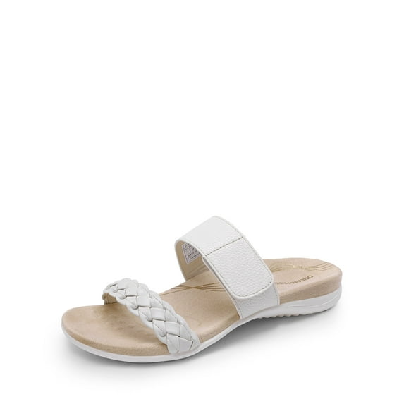 DREAM PAIRS Women's Arch Support Slides Flat Sandals Soft Cushion Slippers With Adjustable Straps
