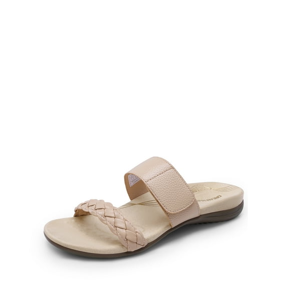 DREAM PAIRS Women's Arch Support Slides Flat Sandals Soft Cushion Slippers With Adjustable Straps
