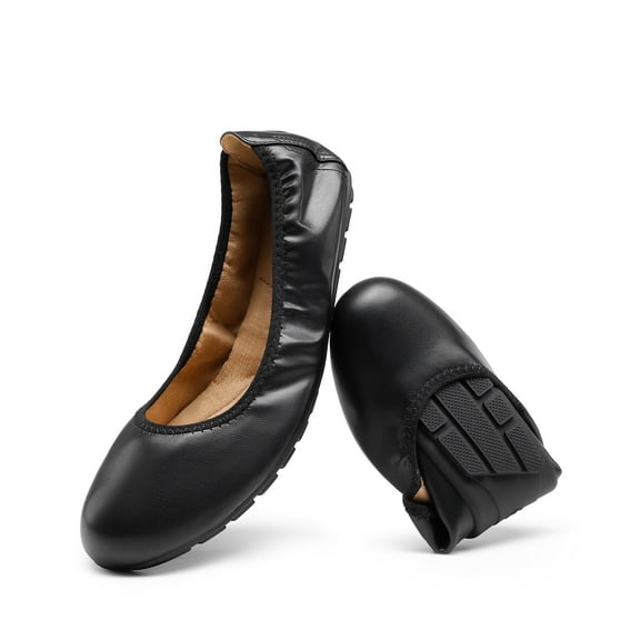 BURUDANI Women’s Ballet Flats Foldable Round Toe Dressy Comfortable Slip On Dress Shoes
