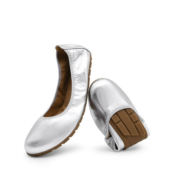 BURUDANI Women’s Ballet Flats Foldable Round Toe Dressy Comfortable Slip On Dress Shoes