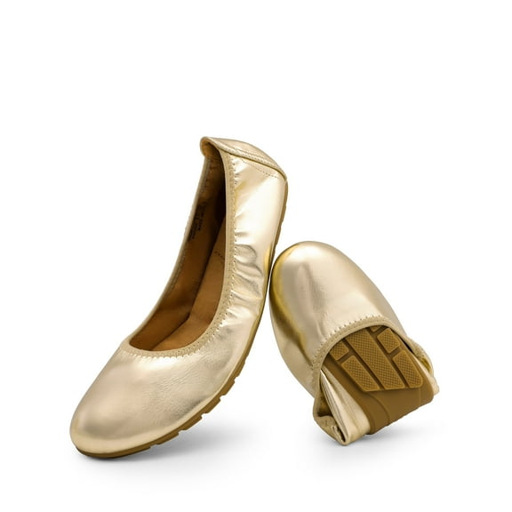 BURUDANI Women’s Ballet Flats Foldable Round Toe Dressy Comfortable Slip On Dress Shoes