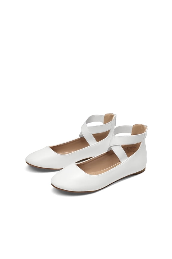 Women's Ballet Flats Stretchy Mary Jane Slip-Ons Lightweight & Comfortable for Work/Daily Wear White/Pu Size 6