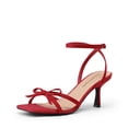 thumbnail image 1 of DREAM PAIRS Women's Bow Heels -Kitten Heels for Women, Square Toe Strappy Heeled Sandals, Elegant Wedding & Bridal Bownots Sandals for Formal & Special Occasions, 1 of 5
