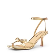 DREAM PAIRS Womens Bow Heels -Kitten Heels for Women, Square Toe Strappy Heeled Sandals, Elegant Wedding & Bridal Bownots Sandals for Formal & Special Occasions