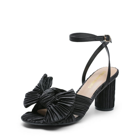 DREAM PAIRS Women's Bow Knot Heeled Sandals Low Chunky Heels Open Toe Ankle Strap Slingback Dress Shoes for Wedding Bridal Party