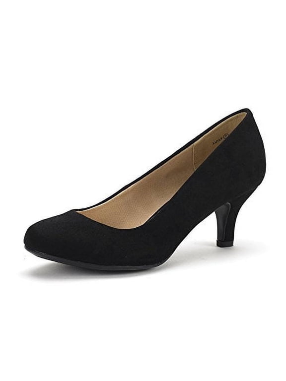 Women's Bridal Wedding Party Low Heel Pump Shoes LUVLY BLACK/SUEDE Size 12