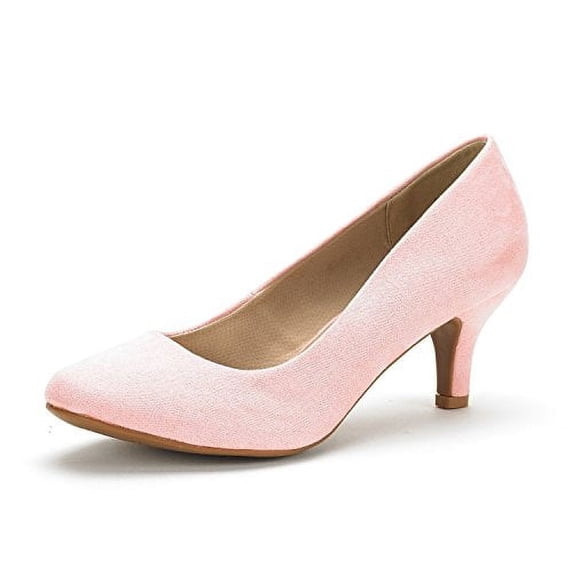 DREAM PAIRS Women's Bridal Wedding Party Low Heel Pump Shoes LUVLY PINK/SUEDE Size 8.5