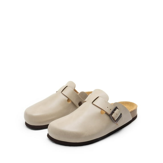 DREAM PAIRS Women's Buckle Slip-on Cork Clogs & Mules Round Toe Couple's for Women and Men Beige Size 8