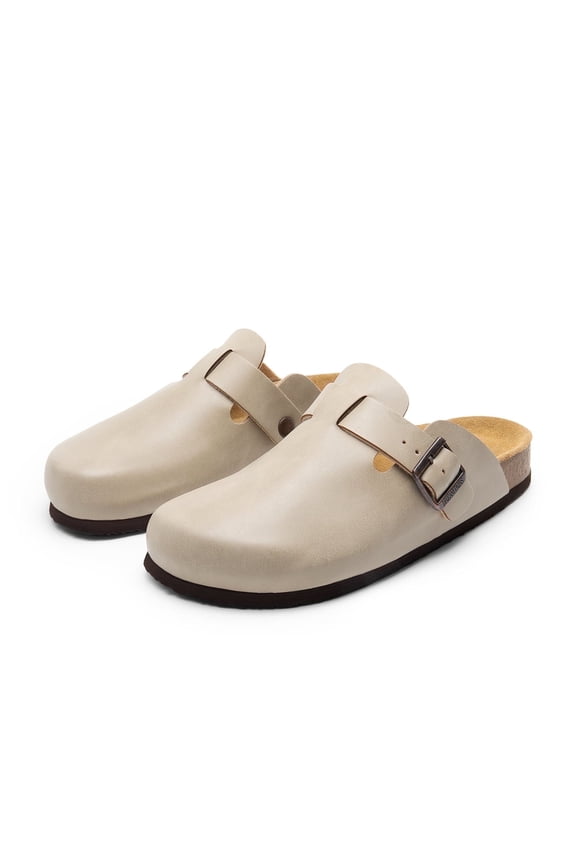 Women's Buckle Slip-on Cork Clogs & Mules Round Toe Couple's for Women and Men Beige Size 9