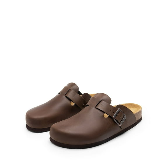 DREAM PAIRS Women's Buckle Slip-on Cork Clogs & Mules Round Toe Couple's for Women and Men Brown Size 11