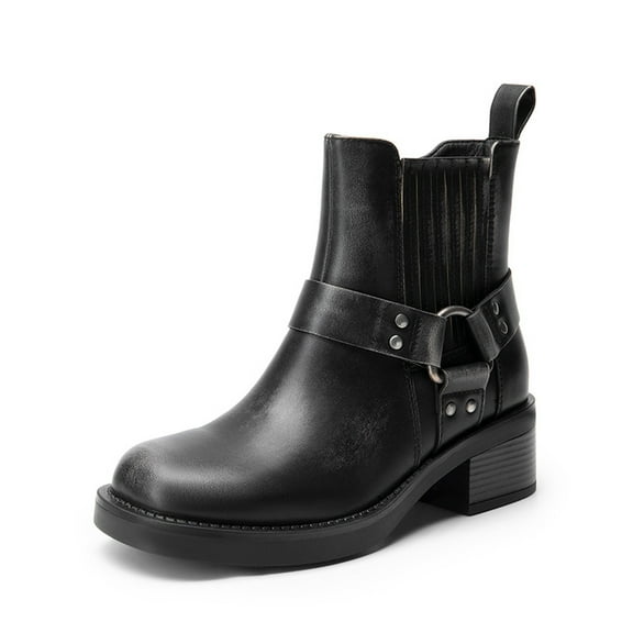 DREAM PAIRS Women's Buckle-Strap Zip-Up Boots — Perfect for Casual Jeans, Leather Jackets, and Everyday Urban Style