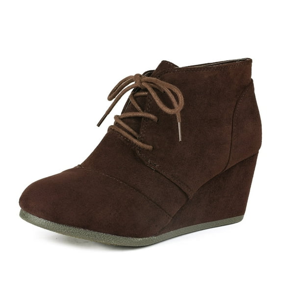 DREAM PAIRS Women's Casual Fashion Outdoor Lace Up Low Wedge Heel Booties Shoes TOMSON BROWN Size 6
