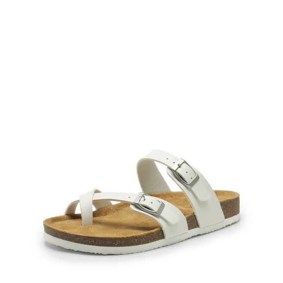 DREAM PAIRS Women's Casual Slide Sandals Cork Footbed with Adjustable Straps and Arch Support Flats
