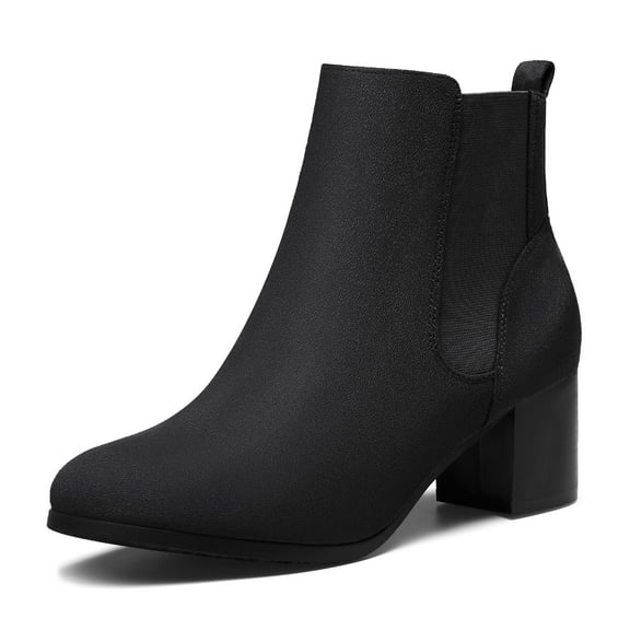 DREAM PAIRS Women’s Chelsea Ankle Booties Elastic Gore Slip‑On with Chunky Block Heel