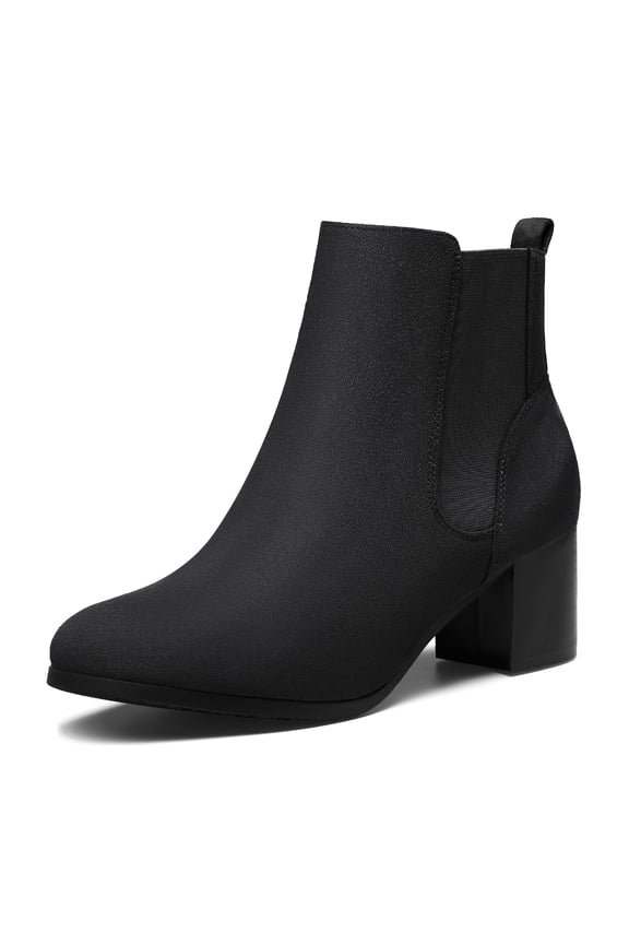 Women’s Chelsea Ankle Booties Elastic Gore Slip‑On with Chunky Block Heel