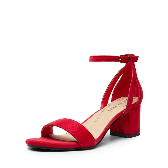 DREAM PAIRS Women's Chunk Low Heels Open Round Toe Ankle Strap Block Heels Party Dress Wedding Sandals