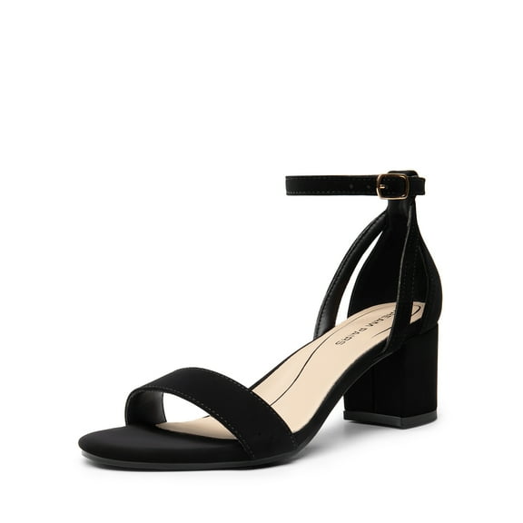 DREAM PAIRS Women's Chunk Low Heels Open Round Toe Ankle Strap Block Heels Party Dress Wedding Sandals