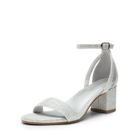 DREAM PAIRS Women's Chunk Low Heels Open Round Toe Ankle Strap Block Heels Party Dress Wedding Sandals