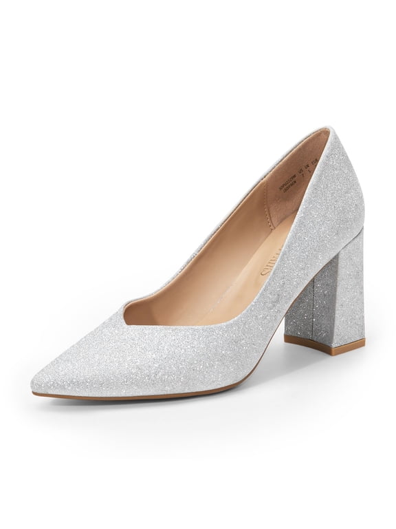 Women’s Chunky Block Heels – Closed Toe Pointed Pumps for Weddings, Parties, and Elegant Occasions