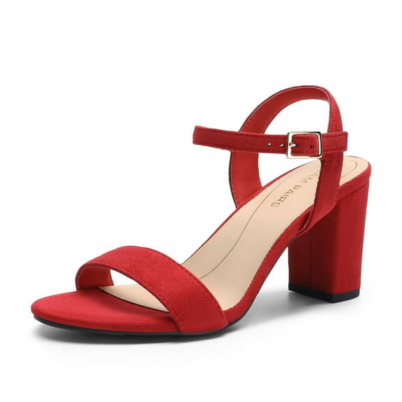 DREAM PAIRS Women's Chunky Heels Block Round Open Toe Ankle Strap Heel Fashion Wedding Party Comfort Dress Sandals Shoes