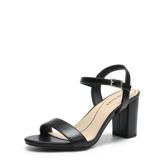 DREAM PAIRS Women's Chunky Heels Block Round Open Toe Ankle Strap Heel Fashion Wedding Party Comfort Dress Sandals Shoes