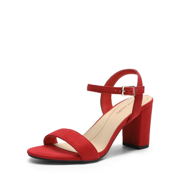 DREAM PAIRS Women's Chunky Heels Block Round Open Toe Ankle Strap Heel Fashion Wedding Party Comfort Dress Sandals Shoes
