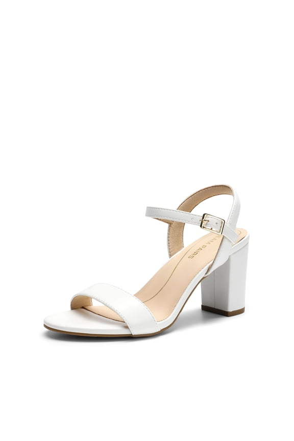 Women's Chunky Heels Block Round Open Toe Ankle Strap Heel Fashion Wedding Party Comfort Dress Sandals Shoes