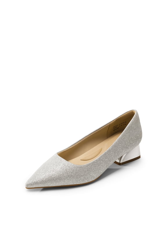 Women's Chunky Heels Closed Toe Low Block Work Shoes Pointed Toe Dress Comfortable Wedding Pumps