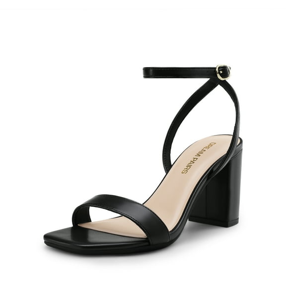 DREAM PAIRS Women's Chunky Heels Square Open Toe Ankle Buckle Strappy Block Heeled Sandals for Party Wedding Daily