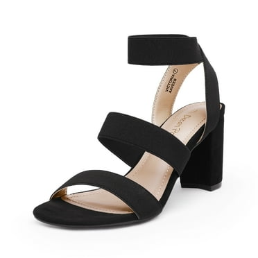 DREAM PAIRS Women's Chunky High Heel Open-Toe Sandals with Elastic Straps