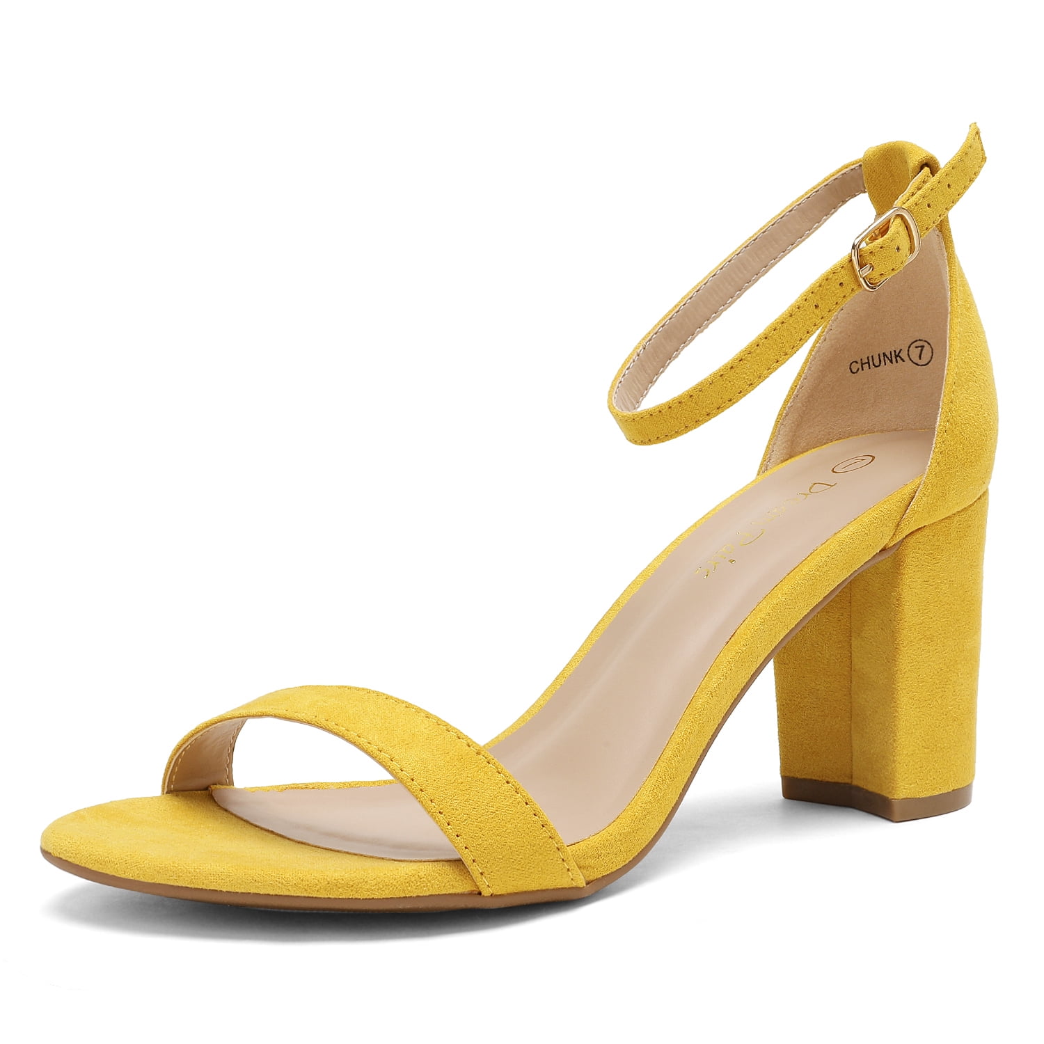 BURUDANI Women's Chunky High Heel Sandals Ankle Strap Open Toe