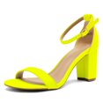 thumbnail image 1 of BURUDANI Women's Chunky High Heel Sandals Ankle Strap Open Toe Dress Shoes NEON/LIME/NUBUCK Size 9.5, 1 of 5